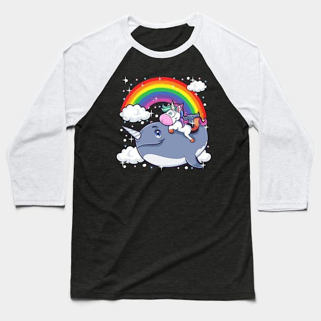 Adorable Unicorn Riding Narwhal Unicorn Of The Sea Baseball T-Shirt by theperfectpresents